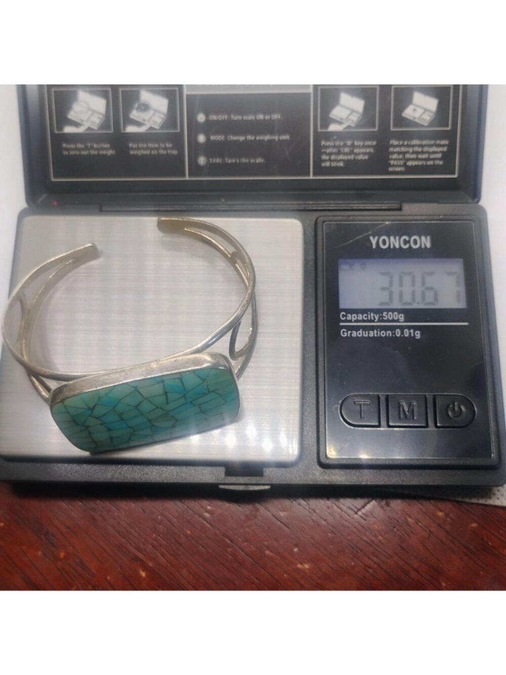 Jay King DTR Sterling Silver and Turquoise Mosaic Cuff Bracelet Size 6.5 - Picture 9 of 10